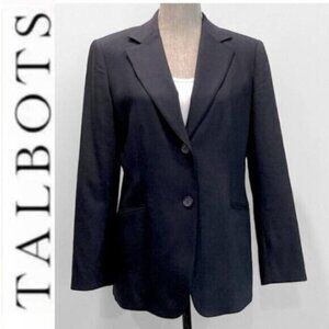 Talbots NAVY Blue Classic Wool Blazer Size 10